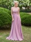 A-Line Lace Chiffon Illusion Neckline Long Wedding Guest Dresses Bridesmaid Dresses 99601219