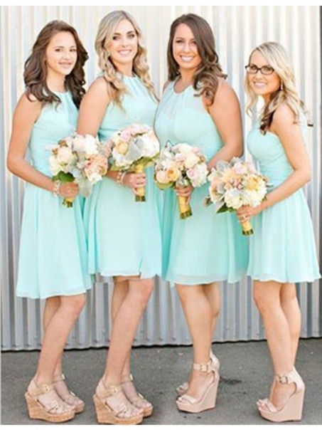 A-Line Short Blue Chiffon Wedding Guest Dresses Bridesmaid Dresses 99601221