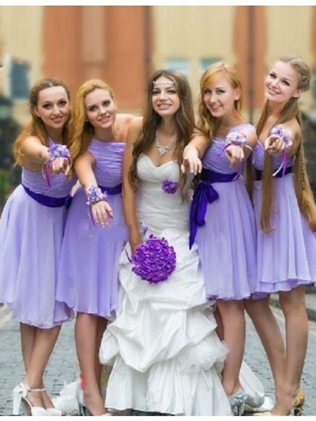 Short Purple Chiffon Wedding Guest Dresses Bridesmaid Dresses 99601222