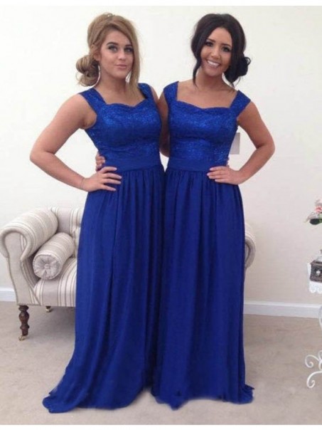 Long Blue Lace Chiffon Wedding Guest Dresses Bridesmaid Dresses 99601227