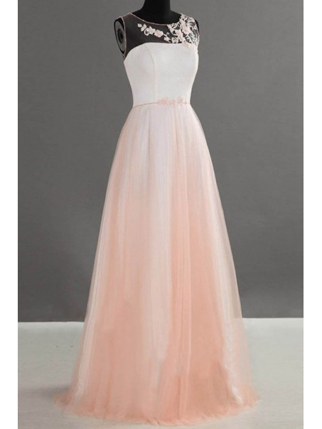 A-Line Illusion Neckline Long Wedding Guest Dresses Bridesmaid Dresses 99601236