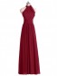 A-Line Halter Burgundy Chiffon Wedding Guest Dresses Bridesmaid Dresses 99601237