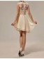 A-Line Illusion Neckline Lace Chiffon Short Wedding Guest Dresses Bridesmaid Dresses 99601238