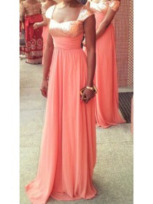 Long Coral Sequins Chiffon Wedding Guest Dresses Bridesmaid Dresses 99601240 Long Coral Sequins Chiffon Wedding Guest Dresses Bridesmaid Dresses 99601240