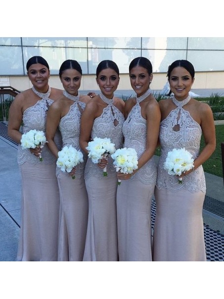 Mermaid Halter Lace Long Wedding Guest Dresses Bridesmaid Dresses 99601242