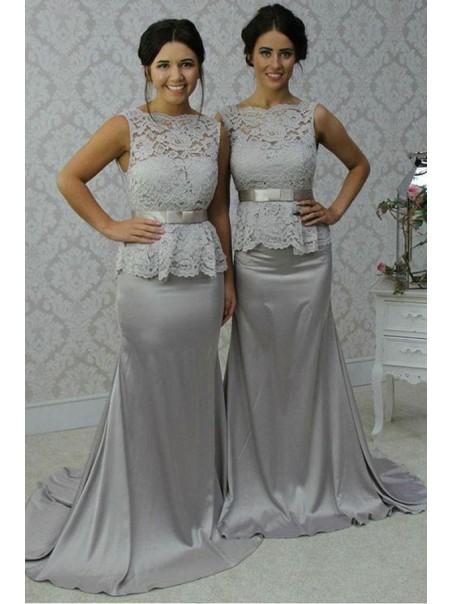 Long Silver Mermaid Lace Wedding Guest Dresses Bridesmaid Dresses 99601251