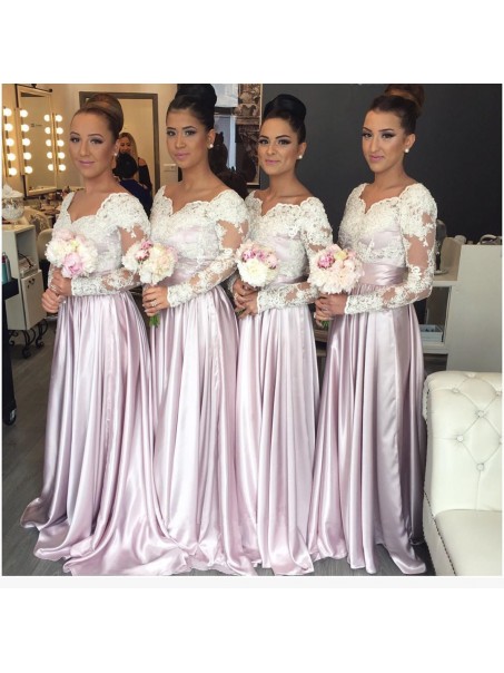 Long Sleeves Lace Wedding Guest Dresses Bridesmaid Dresses 99601257