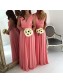 Long Chiffon V-Neck Wedding Guest Dresses Bridesmaid Dresses 99601258