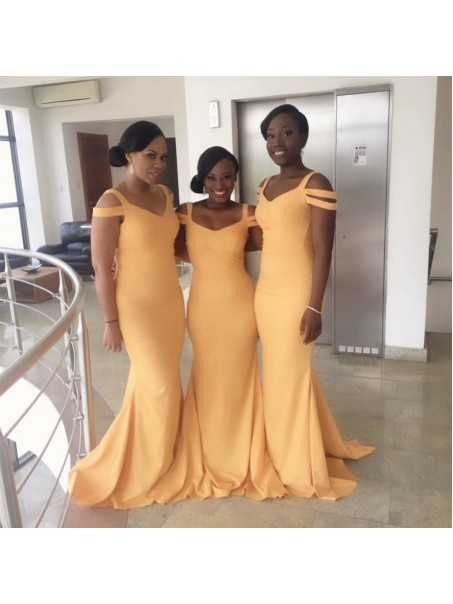 Long Yellow Mermaid Wedding Guest Dresses Bridesmaid Dresses 99601262