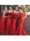 Trumpet/Mermaid Long Red Bridesmaid Dresses 99601270