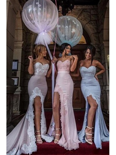Mermaid Sweetheart Lace Long Bridesmaid Dresses 99601271