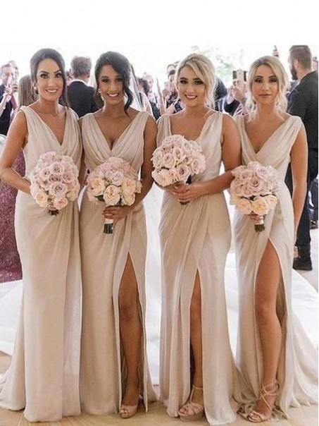 Simple Sheath/Column V-Neck Floor-Length Bridesmaid Dresses 99601274 Simple Sheath/Column V-Neck Floor-Length Bridesmaid Dresses 99601274