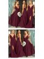 A-Line Floor Length V-Neck Long Pink Bridesmaid Dresses with Slit 99601278