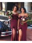 Mermaid Off-the-Shoulder Lace Long Bridesmaid Dresses with Slit 99601285