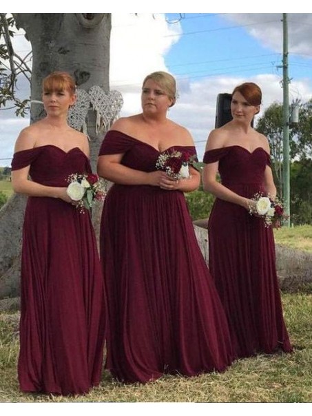 A-Line Off-the-Shoulder Plus Size Long Bridesmaid Dresses 99601297