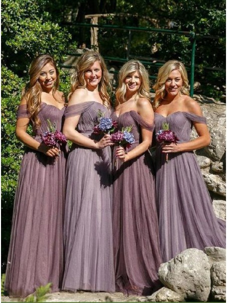 A-Line Off-the-Shoulder Long Bridesmaid Dresses 99601299