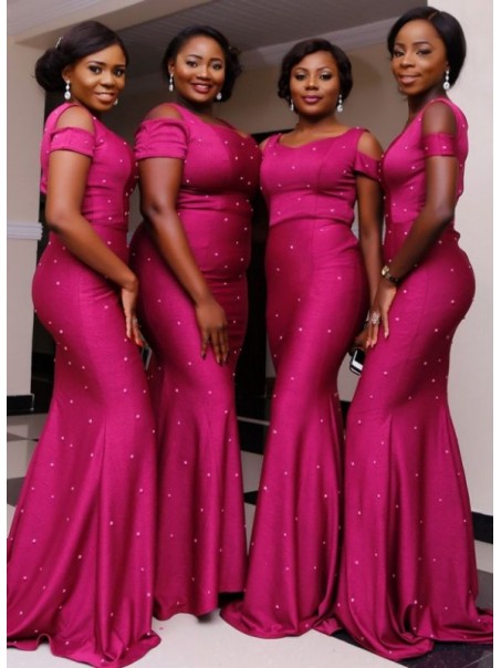 Mermaid Beaded Long Bridesmaid Dresses 99601318