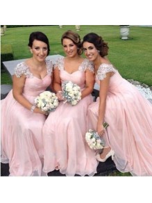 A-Line Long Pink Bridesmaid Dresses 99601326