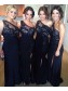 Sheath Off-the-Shoulder Navy Blue Long Bridesmaid Dresses 99601330
