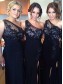 Sheath Off-the-Shoulder Navy Blue Long Bridesmaid Dresses 99601330