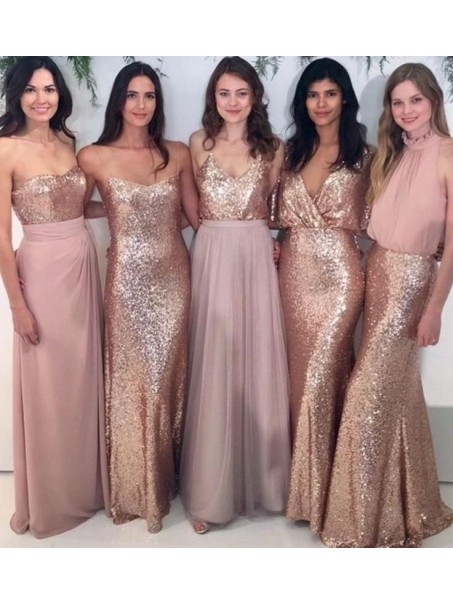 Affordable Sequins Long Bridesmaid Dresses 99601337