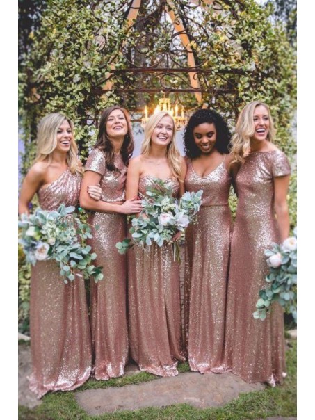 Affordable Sequins Long Bridesmaid Dresses 99601338