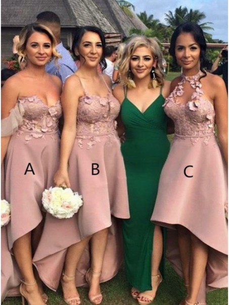 High Low Lace Bridesmaid Dresses 99601341