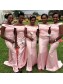 Mermaid Long Pink Off-the-Shoulder Bridesmaid Dresses 99601342