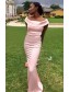 Mermaid Long Pink Off-the-Shoulder Bridesmaid Dresses 99601342