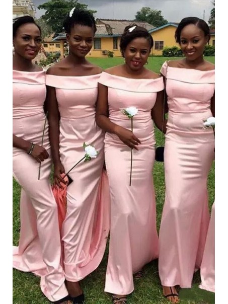 Mermaid Long Pink Off-the-Shoulder Bridesmaid Dresses 99601342