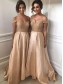 A-Line Beaded Off-the-Shoulder Long Bridesmaid Dresses 99601347