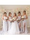 Sheath Spaghetti Straps Long Bridesmaid Dresses with Slit 99601355