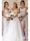 Sheath Spaghetti Straps Long Bridesmaid Dresses with Slit 99601355