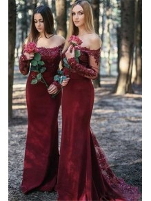 Mermaid Long Sleeves Lace Long Bridesmaid Dresses 99601356 Mermaid Long Sleeves Lace Long Bridesmaid Dresses 99601356