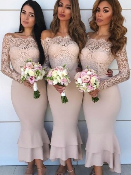 Long Sleeves Lace Bridesmaid Dresses 99601357
