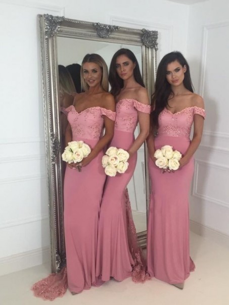 Mermaid Off-the-Shoulder Lace Long Bridesmaid Dresses 99601360 Mermaid Off-the-Shoulder Lace Long Bridesmaid Dresses 99601360
