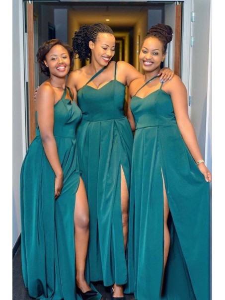 A-Line One-Shoulder Long Bridesmaid Dresses 99601365