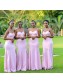 Mermaid Spaghetti Straps Long Pink Bridesmaid Dresses 99601368