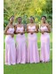 Mermaid Spaghetti Straps Long Pink Bridesmaid Dresses 99601368