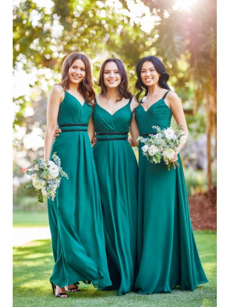 A-Line V-Neck Long Bridesmaid Dresses 99601376