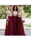 A-Line Sequins and Tulle Long Bridesmaid Dresses 99601378
