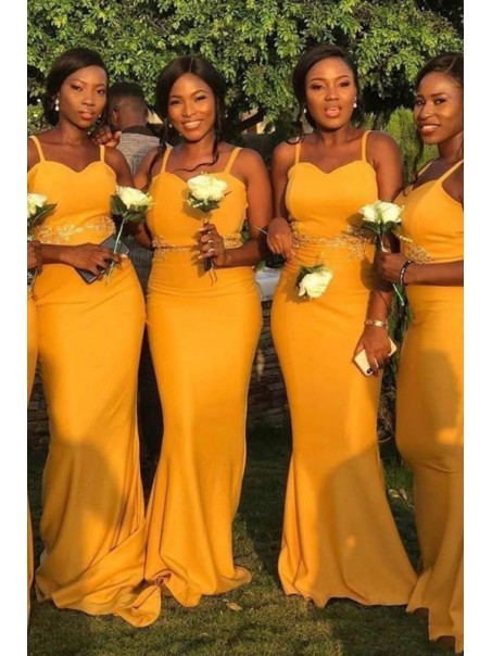 Mermaid Spaghetti Straps Long Bridesmaid Dresses 99601387