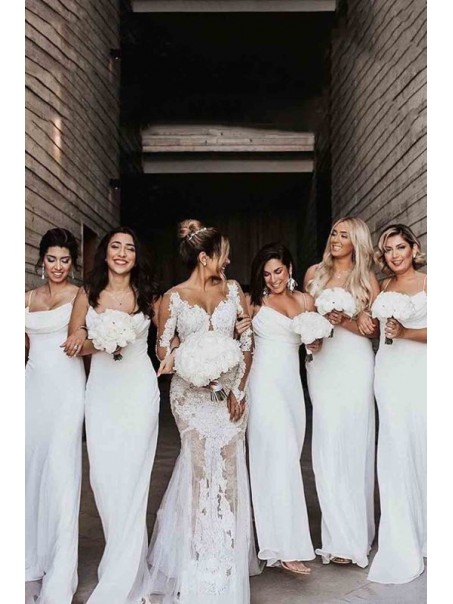 Sheath Spaghetti Straps Long Bridesmaid Dresses 99601389
