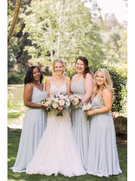 A-Line Spaghetti Straps Long Bridesmaid Dresses 99601400