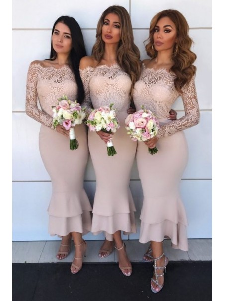 Mermaid Lace long Sleeves Bridesmaid Dresses 99601401