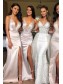 Memraid V-Neck Long Bridesmaid Dresses with Slit 99601407