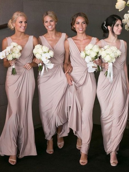Sheath V-Neck Long Floor Length Bridesmaid Dresses 99601424 Sheath V-Neck Long Floor Length Bridesmaid Dresses 99601424