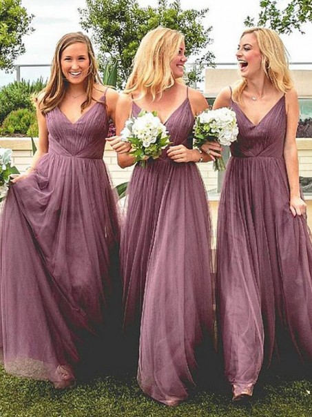 A-Line V-Neck Floor Length Bridesmaid Dresses 99601433