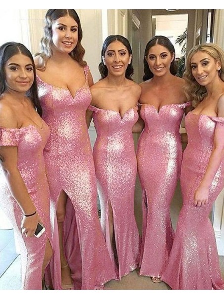 Mermaid Sequins Off-the-Shoulder Long Floor Length Bridesmaid Dresses 99601464 Mermaid Sequins Off-the-Shoulder Long Floor Length Bridesmaid Dresses 99601464