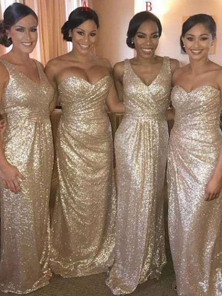 Sequins Long Floor Length Bridesmaid Dresses 99601468